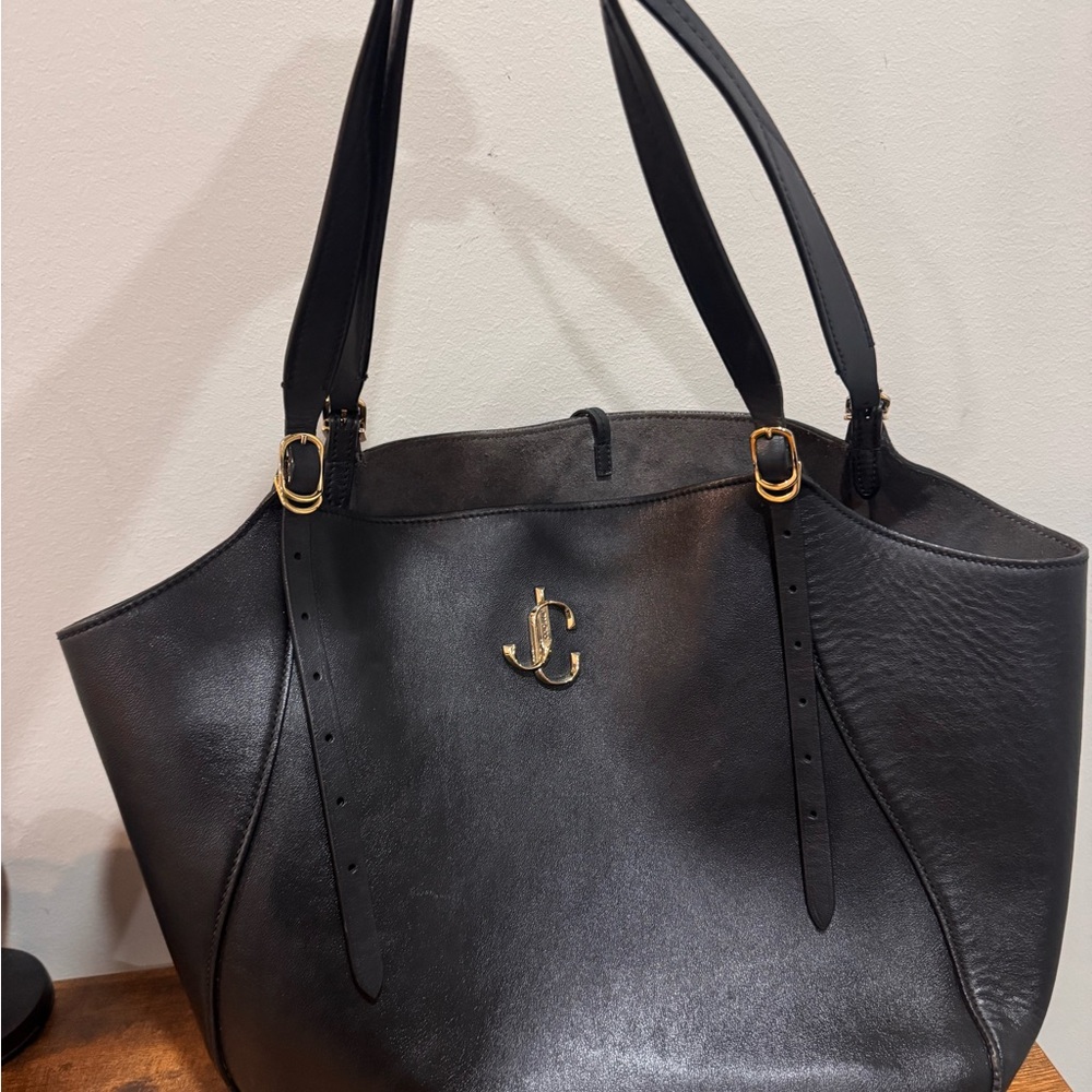 Jimmy Choo Elegant Verenns Black Tote with Gold Details with authentication card